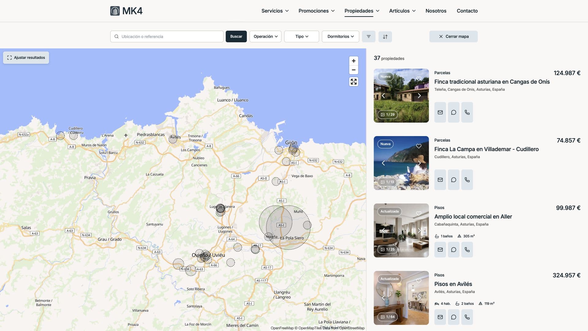 MK4 property search with map and live listings